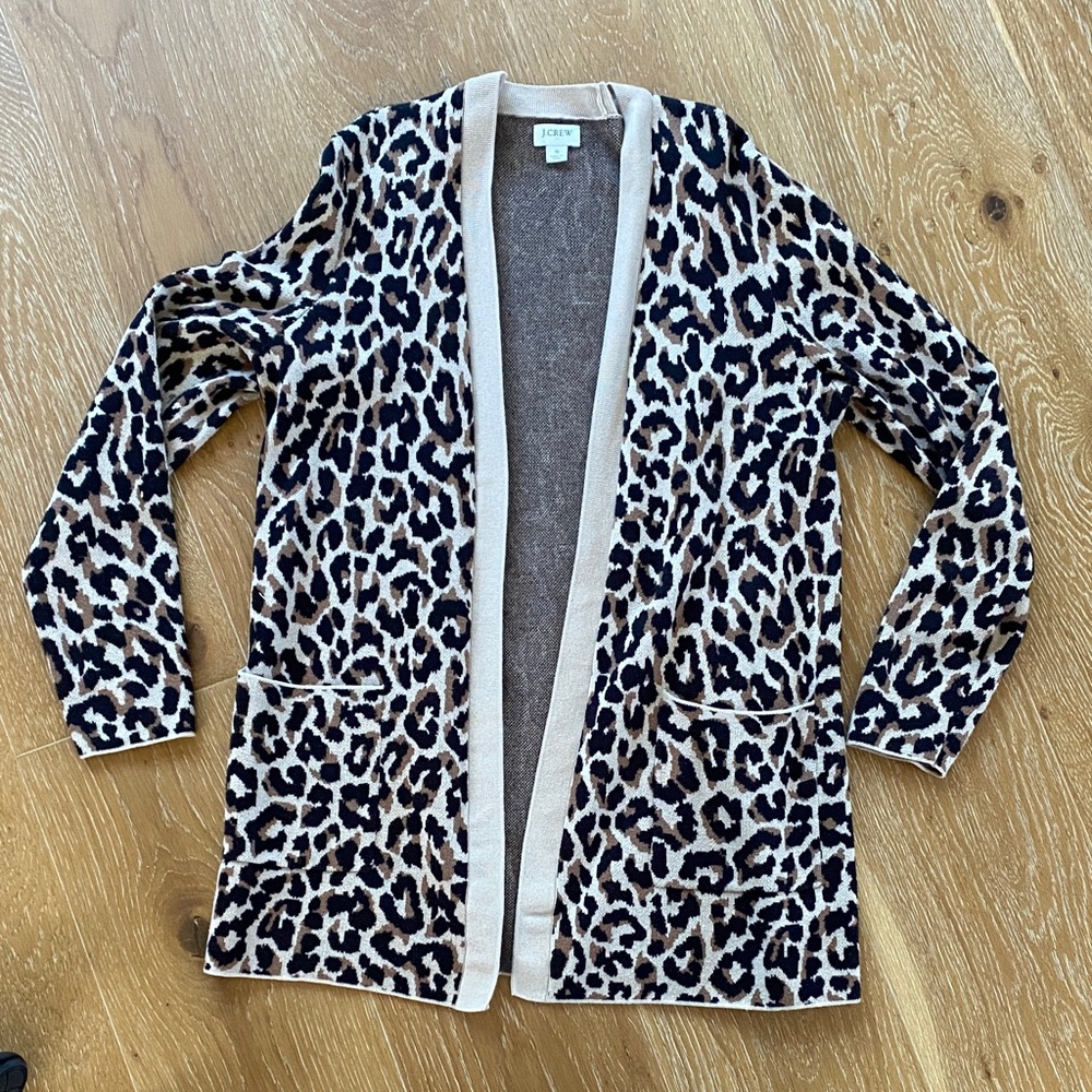 J. Crew Leopard Print Cardigan - Black and Tan